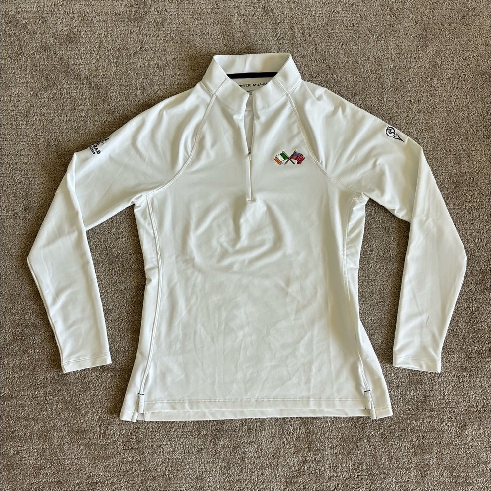 Peter Millar OLD HEAD White Women's Long-Sleeve Quarter Zip Pullover